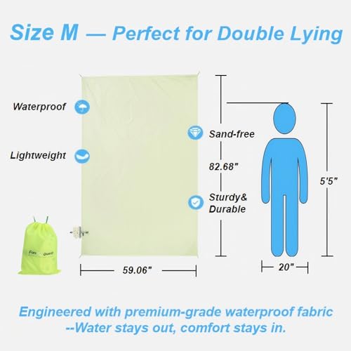 Picnic Blanket Waterproof – Packable Sand Proof Beach Blanket (0.42lb/0.66lb), Compact & Foldable, Fits in Pocket with Integrated Stakes, Ideal for Camping, Hiking, Travel, Concert, Festival - size: 82.68" X 59.06" for 3-4 Persons