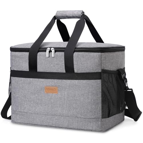 Lifewit Cooler Bag 30/50/60 Cans Collapsible and Insulated Large Lunch Bag Leakproof Soft Cooler Portable Tote for Camping/BBQ/Family Outdoor Activities - color: Gray, size: 50-Can(30L)