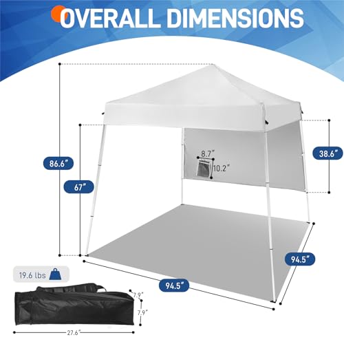 Outvita 6'x6' Pop Up Canopy Tent Commercial Instant Gazebo Tent, Waterproof & UV Protection Canopy Tent with Slant Legs & 1pc sidewall for Party Wedding Birthday BBQ Events - style: 6x6-white