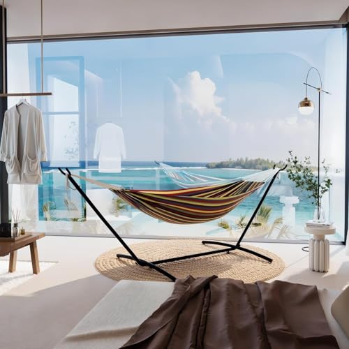 Hammock with Stand for Outside, 2-Person Outdoor Portable Hammock, 500lb Capacity + Waterproof Carry Bag, for Outside Garden Yard