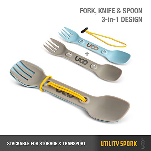 UCO Utility Spork 3-in-1 Combo Spoon-Fork-Knife Utensil - color: Stone Blue/Sand