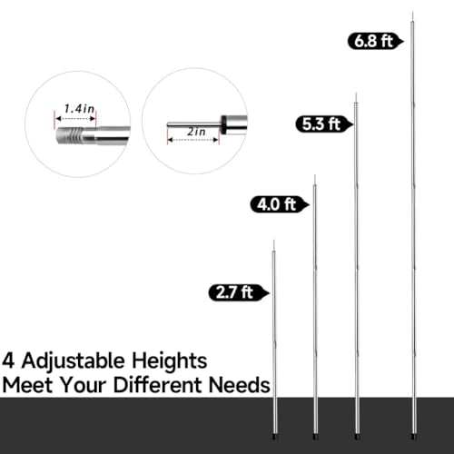 SANLIKE Stainless Steel Tarp Poles, 6.6' Set of 2, 0.63' Dia, Water Resistant, Tube Style, Camping, Hiking, Backpacking - color: 6.6' - Set of 2 - 0.63' Dia