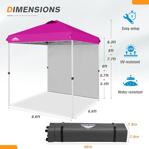 EAGLE PEAK Commercial Canopy 6.6x6.6 Pop Up Canopy Tent with 1 Sidewall, Easy Setup Heavy Duty Instant Event Shelter for Vendors & Markets, Outdoor Sun Shade, Pink - color: Pink, size: 6.6x6.6