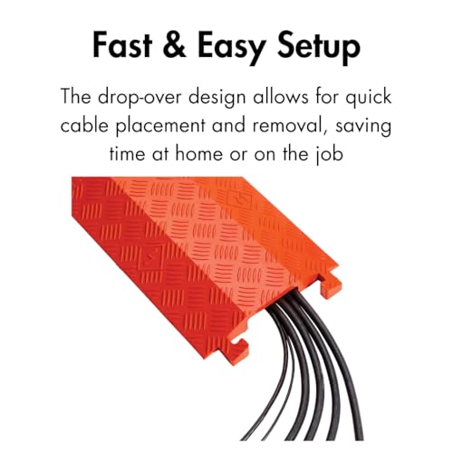 Checkers 1 Channel 3' Long Light Duty Drive Over Cable Protector for Multiple 1" Lines - Floor Cable Cover for Walkways and Driveways - Made in The USA from Durable Polyurethane - Orange - FL1X4-O - color: Orange