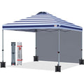 MASTERCANOPY Durable Pop-up Canopy Tent with 1 Sidewall (10'x10',Navy Blue Stripes) - color: Navy Blue Stripes, size: 10x10