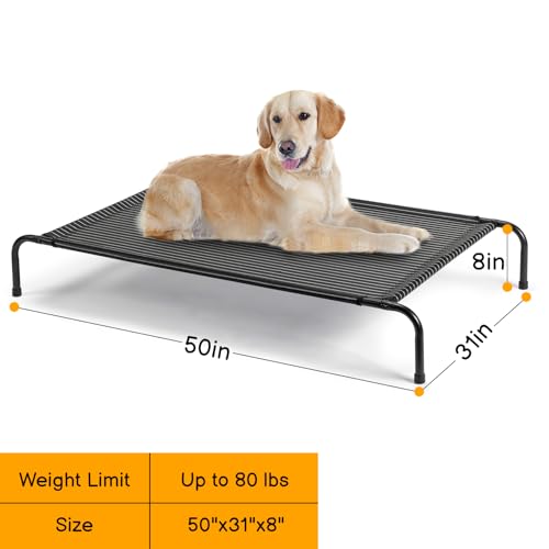 Elevated Dog Bed for Dogs Pets, Washable Pet Bed, Raised Dog Bed for Indoor Outdoor Use, Dog Hammock Cot with Durable Frame,50" D x 31" W x 8" H