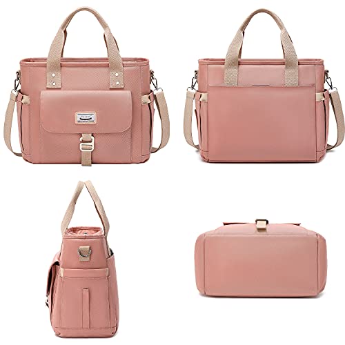 Weitars Lunch Bag for Women Work,Insulated Lunch Box Extra Large Lunch Tote Bag,Wide-Open Tote Cooler Bag With Removable Shoulder Strap with Side Pocket,Lunchbag For Picnic Hiking Beach - color: Pink