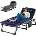 ABORON 3-in-1 Folding Patio Lounge Chair, 440LB Heavy-Duty Tri-Fold Guest Bed with Plush Cotton Cushion, No Assembly Adjustable Recliner for Office Nap, Patio Sunbathing, Poolside & Camping - color: Warm Copenhagen