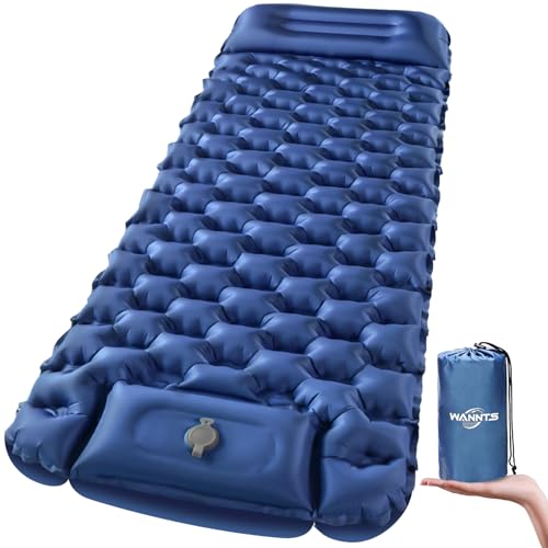 WANNTS Sleeping Pad, Ultralight Inflatable Sleeping Pad for Camping, Built-in Pump, Ultimate for Hiking - Airpad, Carry Bag,-Compact & Lightweight Camping pad(Blue) - color: Blue