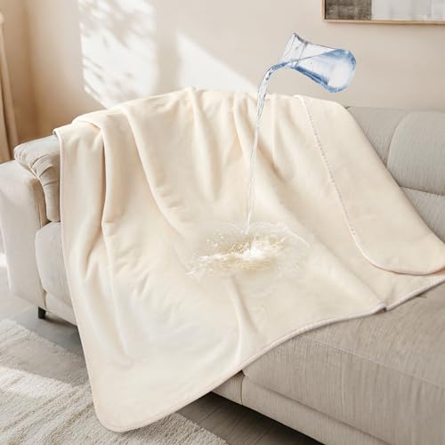 LOOBANI Waterproof Dog Blanket for Couch: Reversible Flannel Bed Blanket for Medium Large Dogs Liquid Proof, Soft Throw Blanket Couch Cover Protector for Sofa, Crate, Travel, Picnic, 50" x 60", Beige - color: Beige, size: 50" x 60"