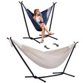 SUNCREAT 2-in-1 Hammocks Convertible Portable Double Hammock with Stand, Outdoor Hammock with Stand Included, Patented, Natural - color: A-natural
