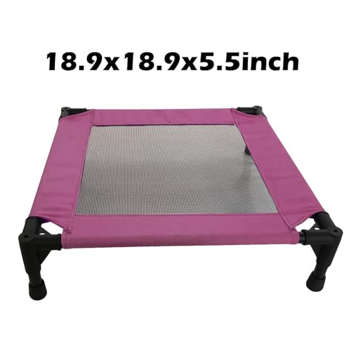 Pozico Elevated Pet Bed with Breathable Mesh for Small Cat and Dog, Raised Cooling Pet Cot for Puppy and Kitty, 18.9x18.9 inch (Purple Bed) - color: Purple Bed