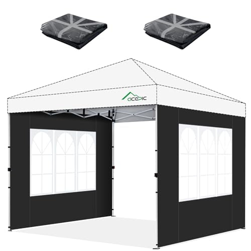 Acepic 2PCS Waterproof 210D Oxford Sidewalls for 10x10 Pop Up Canopy Tent, Church Window Pattern, Instant Canopy Side Walls Replacement, Black (Canopy Not Included) - color: Black, size: 10*10ft 2pcs