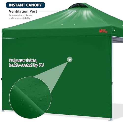 MASTERCANOPY Durable Pop-up Canopy Tent with 1 Sidewall (8'x8',Forest Green) - color: Forest Green, size: 8x8