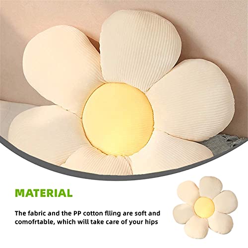 LEHU Flower Pillow, Flower Shaped Seating Cushion -Cute Daisy Pillow for Girls Tweens Room Decor Flowe Floor Pillow for Reading and Lounging Comfy (White+yellow-15'') - color: White+yellow, size: 15''
