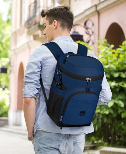 Cooler Backpack, 22L Waterproof Soft Backpack Coolers Leak Proof Beach Backpack Insulated Picnic Lunch Bag for Fishing Camping,Beach,Hiking,Travel - color: Navy Blue