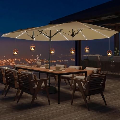Solar-Hanging-Lanterns-Outdoor-Waterproof, Rust Birdcage Style Candle Holders with Flickering Solar Tea Lights for Backyard Patio Garden Fence Tree Decoration (3)