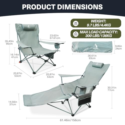 2-in-1 Reclining Camping Chair, Portable Folding Beach Lounge Chair with Footrest & Adjustable Backrest, Comfortable Lawn Chair for Adults Heavy Duty with Cup Holder for Outdoor Poolside Sports - color: Black, size: 2 Pack