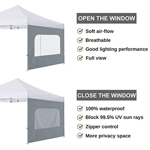 COOSHADE Instant Canopy SunWall 10x10 Canopy SideWall for Pop up Canopy Tent, 1 Pack Sidewall with Mesh Window Only, Grey - color: Gray, size: 10x10-Net Window