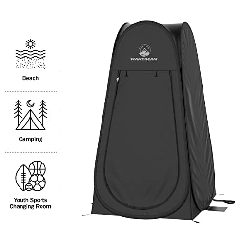 Wakeman Pop Up Changing Tent, 3.3 x 3.3 x 6.2ft, Camping Shower Tent for Portable Toilet Stall or Dressing Room with Carry Bag for Camping, Beach, or Tailgate, Polyester - color: Black