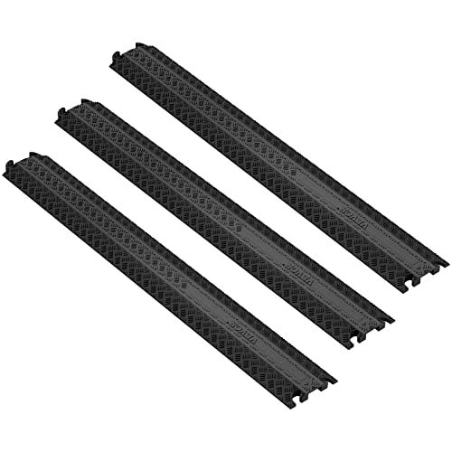VEVOR 3 PCs Drop Over Cable Cover Ramp, 2,000 lbs/axle Load Capacity, Heavy Duty Cable Hose Protector Ramp, Floor Cord Cover for High Walking Traffic Areas Indoor Outdoor Home Office Warehouse School - size: Small-3PACK
