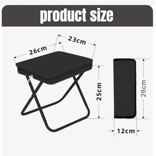 Ultralight Folding Camping Stool, 1.2lbs Compact Portable Chair for Adults, 350lbs Load, Aluminum Frame with Oxford Seat, Beach, Hiking, Fishing, Handbag Style Stool (Black) - color: Black