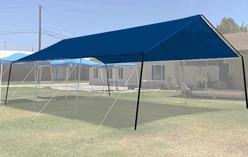 14x14 Blue Mesh Heavy Duty Tarp Net Sunshade Fence Screen Patio and Canopy Cover - size: 14x14