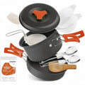 Voyage Living 12 PCS Lightweight Camping Cookware Set – Non-Stick Pots, Pans & Utensils for Backpacking, Hiking – Compact Mess Kit for 1-2 People, Gift with Emergency Blanket