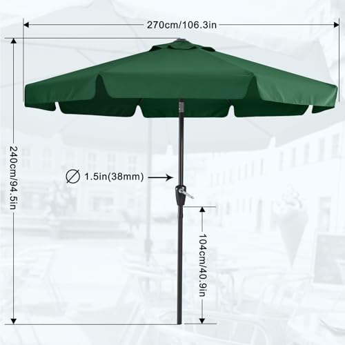 MASTERCANOPY Valance Patio Umbrella for Outdoor Table Market -8 Ribs (9ft, Forest Green) - color: Forest Green, size: 9FT