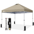 CROWN SHADES 10x10 Pop Up Canopy, Patented Center Lock One Push Tent Canopy, Newly Designed Storage Bag, 8 Stakes, 4 Ropes, Beige - color: Beige, size: 10x10
