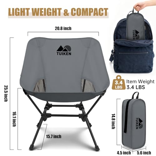 Ultralight Camping Chair Backpacking Chair, Portable Camp Chair with Cup Holder & Storage Bag, Lightweight Compact Folding Chair for Hiking, Travel, Picnic Mountaineering-Grey - color: Grey