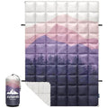 zzlamb Outdoor Camping Blanket with Sherpa Lining,Puffy Thick Camp Quilt for Sleeping,Packable Warm Wearable Fleece Blankets for Cold Weather,Traveling,Backpacking,Picnics,Beach,Stadium 52x75in - color: Lavender Ridge Fade