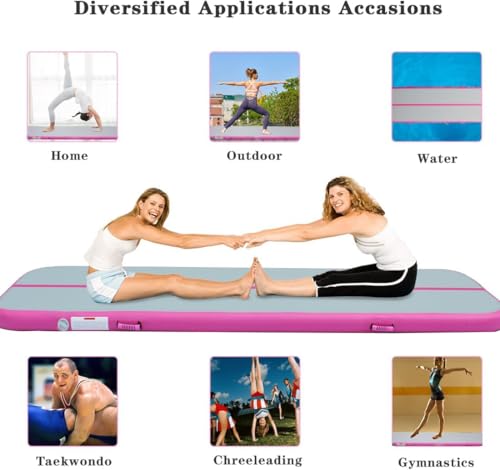 Air Tumble Track Mat 6.6ft 10ft 13ft 16ft 20ft Inflatable Gymnastics Tumbling Mat with Air Pump for Kids Adults, 4/8 inch Thick Gymnastic Mats for Home Use Gym Outdoor Cheerleading Training - size: 10FTx3.3FTx4IN