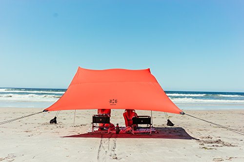 Neso Portable Beach Tent Sun Shelter - Lightweight Beach Shade Canopy - Easy Setup for Family Outings - Patented Reinforced Corners - UPF 50+ Sun Protection - color: Lehua Red