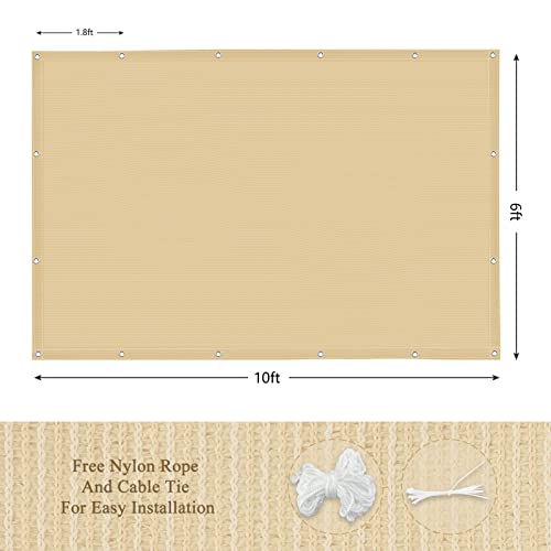 90% Outdoor Sun Shade Cloth, 6' x 10', Pergola, Deck, and Backyard Patio Sunshade with UV Protection, Heat Resistant HDPE Material, Reinforced Grommets (6x10 FT, Wheat) - color: 1-wheat, size: 6x10 FT