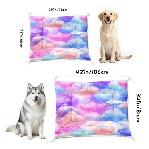 Nttopship Dog Cat Bed Mat Ultra Soft Fluffy Pet Bed Washable Fashion Dog Crate Beds Comfy Comfy Pet Sleeping Pad Suitable for Pet Raised Bed(30"x26",Colorful Clouds) - color: Colorful Clouds, size: Medium