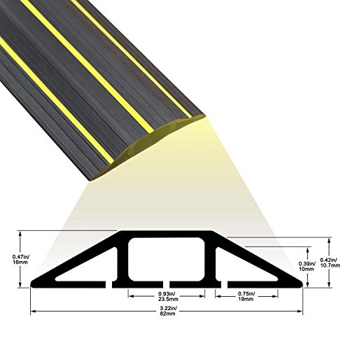 AGPTEK Heavy Duty Floor Cable Cover Cable Protector, 10 Ft Floor Cord Protector 3 Channels Floor Cord Cover (Mid Channel 0.93") Contains Cords, Cables and Wires, Good for Office, Home, or Outdoor - color: Black-Extended