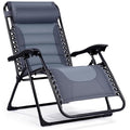 Backyard Expressions Deluxe XL Padded Recliner Zero Gravity Chair – Ergonomic Anti-Gravity Lounger with Folding Design, Side Tray, and Adjustable Headrest - color: Grey/Light Grey