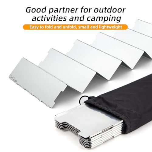 RioRand Folding Ultralight Camping Stove Windscreen Portable Backpacking Stove Windshield, Backpack Windscreen for Butane/Backpacking Stoves, Camp Windshield for Outdoor Camping, Hiking, BBQ 12 Plates - size: 12 Plates