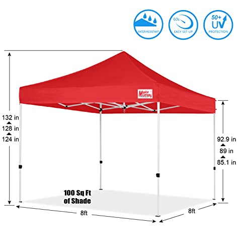 MASTERCANOPY Pop Up Canopy Tent Commercial Grade Instant Shelter (8x8, Red) - color: Red, size: 8x8