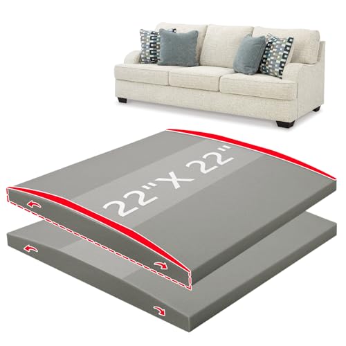 Couch Cushion Support High Density Foam 22X22X2.4 Inches Sofa Couch Supports for Sagging Cushions Light Grey 2Pcs with Anti Slip Mesh Fabric - size: Larger| 22x22 2P