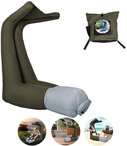 Inflatable Air Lounger with Sun Canopy and Carry Bag Sunshade Easy Blow Up Hangout Couch for Indoor and Outdoor for Beach Pool Picnic Camping