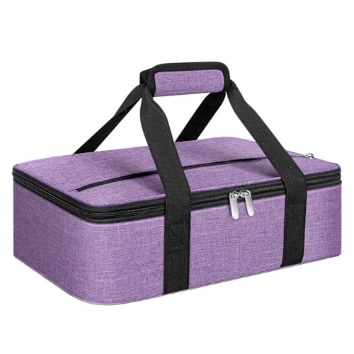 Insulated Casserole Carrier, Portable Casserole Carrier for Hot or Cold Food Lunch Tote Warmer or Cooler Bag, Lasagna Lunch Bag for Potluck Parties- Fits 9" x 13" Baking Dish-Purple - color: Purple, size: 16x10x4 in