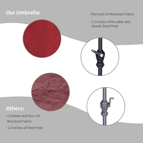 HYD-Parts 9FT Patio Umbrella Outdoor Table Umbrella,Market Umbrella with Push Button Tilt and Crank for Garden, Lawn, Deck, Backyard & Pool, with a Base (Red) - color: Red, size: Umbrella+Base