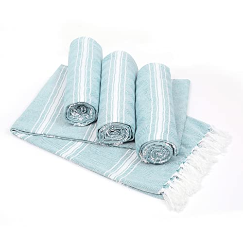 Belizzi Home Turkish Beach Towel -Large Beach Towels Oversized 4 Pack - Soft Durable Compact Lightweight Quick Dry Sand Free Bath Pool Towel Set for Beach Gifts Clearance Vacation Travel - Aqua Blue - color: Aqua, size: 4 Pack