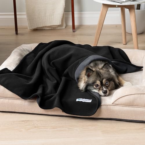 PetAmi Waterproof Pet Blanket Dog Bed Couch Cover for Furniture, Reversible Washable Soft Fleece - color: Black/Gray, size: Medium (29x40)