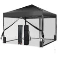 GDY 10x10 Pop up Canopy Tent with Mosquito Netting, Easy up Gazebo for Patio, Camping and Garden, Includes 4 Sandbags, Black - color: Black, size: 10x10 with Mosquito Netting