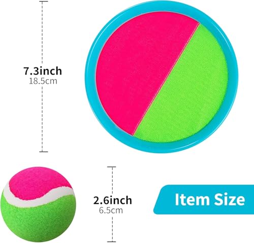 Velcro Ball Catch - Velcro Ball and Catch Game,Sticky Paddles and Balls for Kids, Beach Toys Back Yard Pool Outdoor Lawn Games Backyard Camping