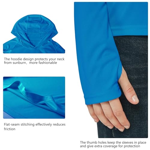 Willit Women's UPF 50+ Sun Protection Hoodie SPF Shirt Long Sleeve Hiking Fishing Outdoor Shirt Lightweight Hoodie - color: Brilliant Blue, size: Small
