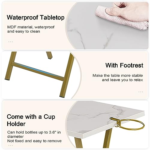 VECELO Folding TV Tray for Eating Set of 4, Portable Dinner/Snack Table with Cup Holder for Couch, Living Room and Small Space, Gold - color: Gold, size: 4 Pack